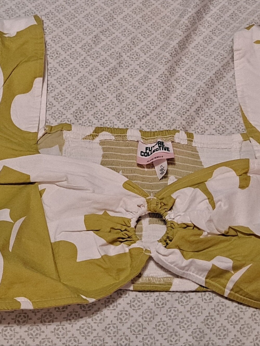 Future Collective Olive Green & White Cutout Top 1X